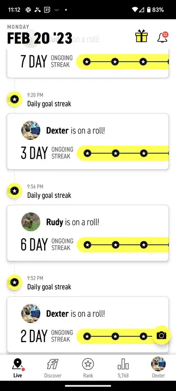 Fi App - fitness tracking